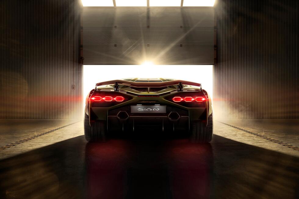 Back view of the Sian Lamborghini