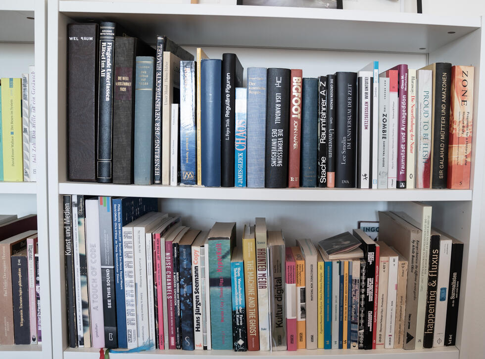 Bookcase in the studio of Esther Hunziker