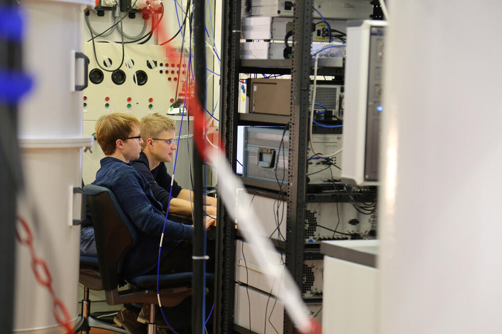 People working at a quantum computer laboratory