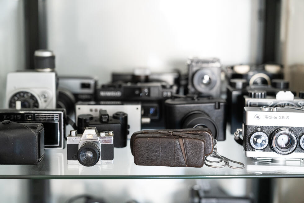 Photo cameras in the studio of Esther Hunziker