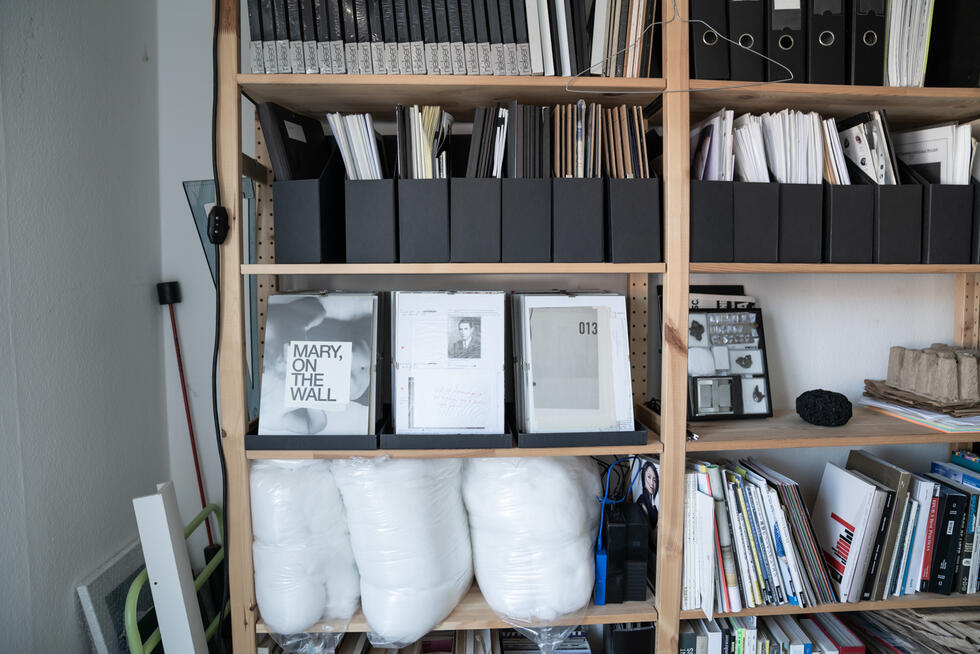 Shelf in the studio of Esther Hunziker