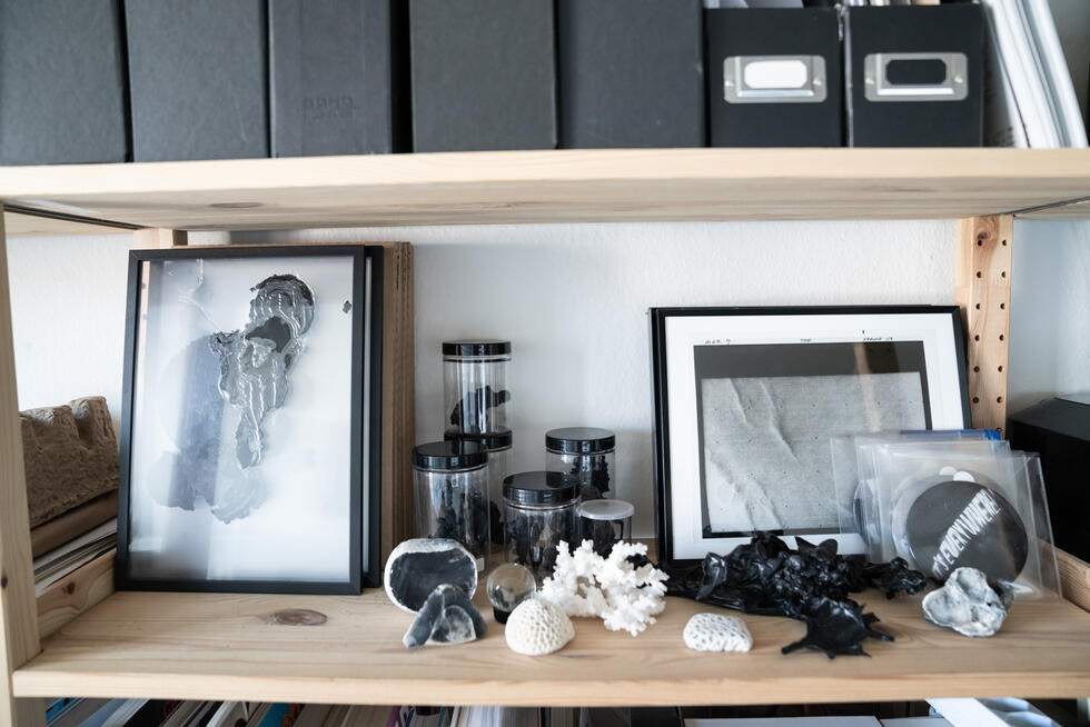 Shelf in the studio of Esther Hunziker