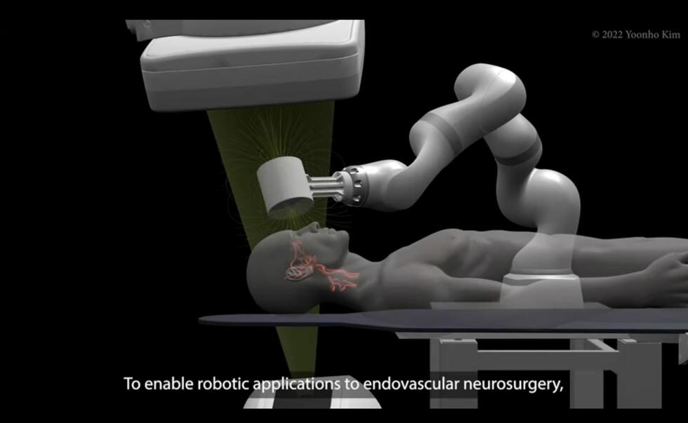 A robotic arm allows surgeons to operate on patients remotely