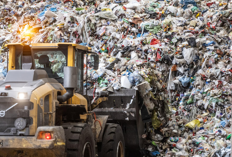 A mountain of mixed plastic waste