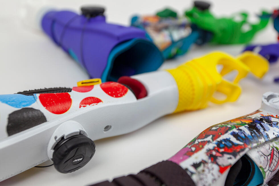 Children hand prosthesis lying on a table