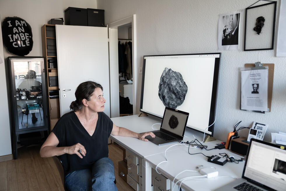 Esther Hunziker at work in her studio