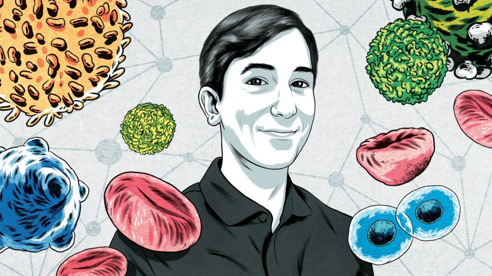 Illustration of Shalev Lifshitz, the world’s youngest AI researcher