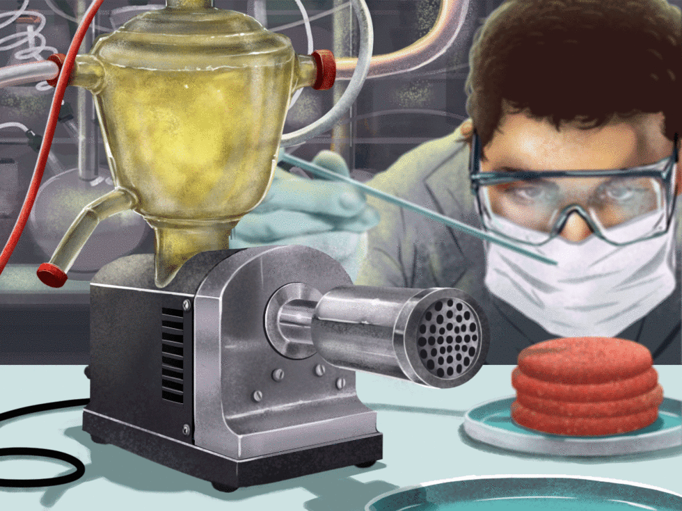 Are we going to eat vegetable meat soon, which is produced in a "Mini Reactor"? Illustration by Ryan Sanchez